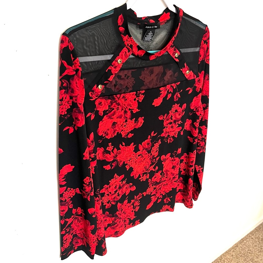 ADELE & MAY red and black sexy tunic. Size XL. EUC. - Picture 4 of 11